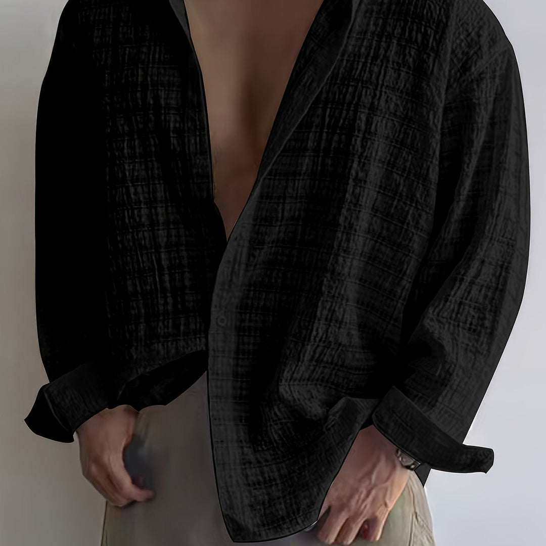 Relaxed Textured Long-Sleeve Shirt for Men