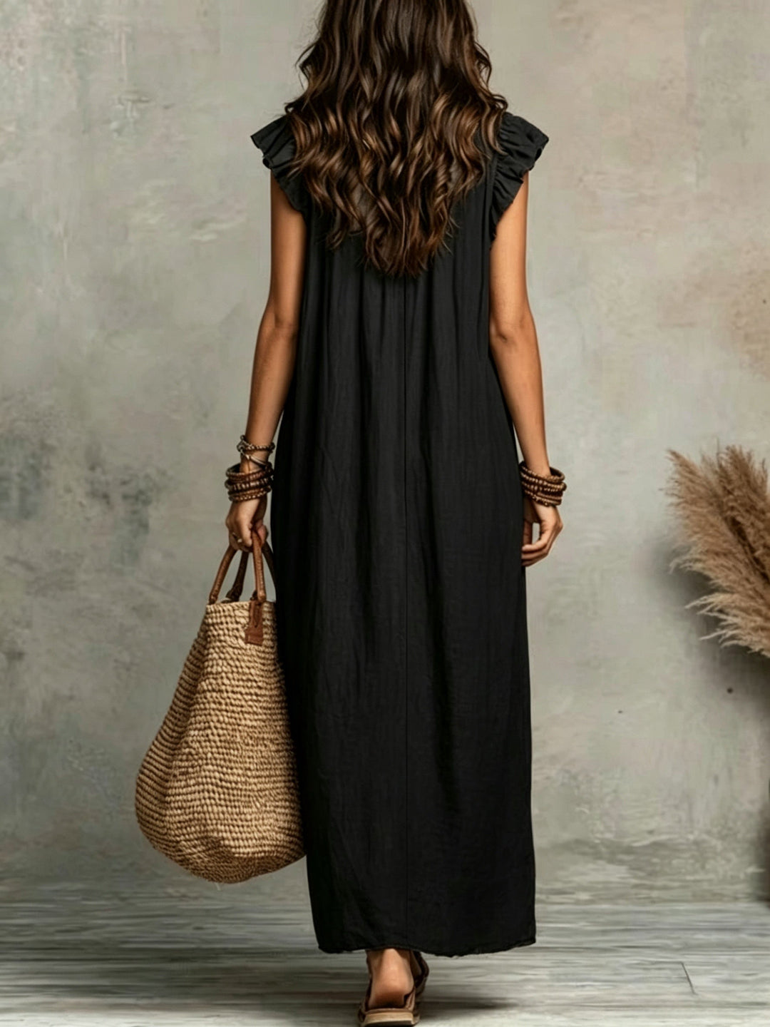 Women's Ruffled Bohemian Maxi Dress