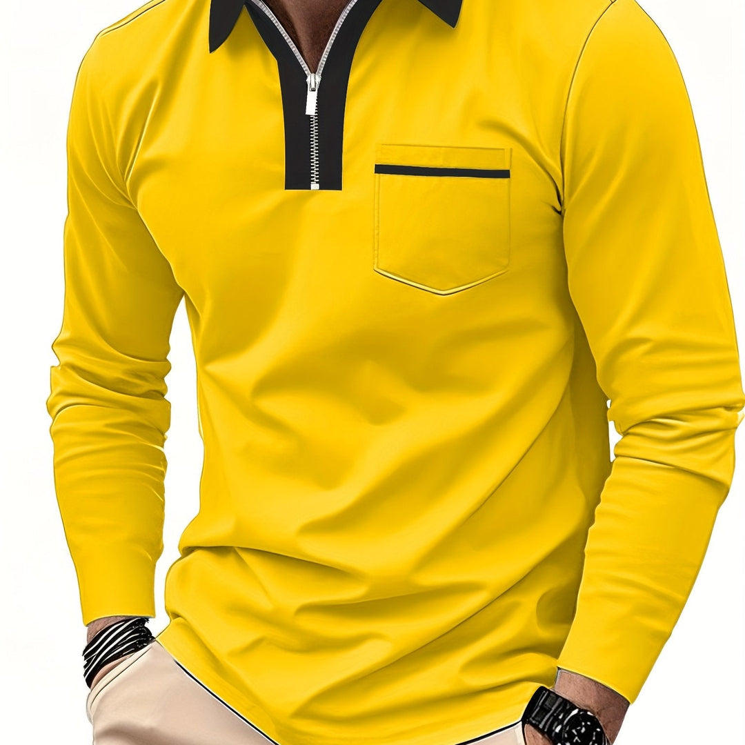 Refined Zip-Collar Polo Shirt for Men, Plus Size