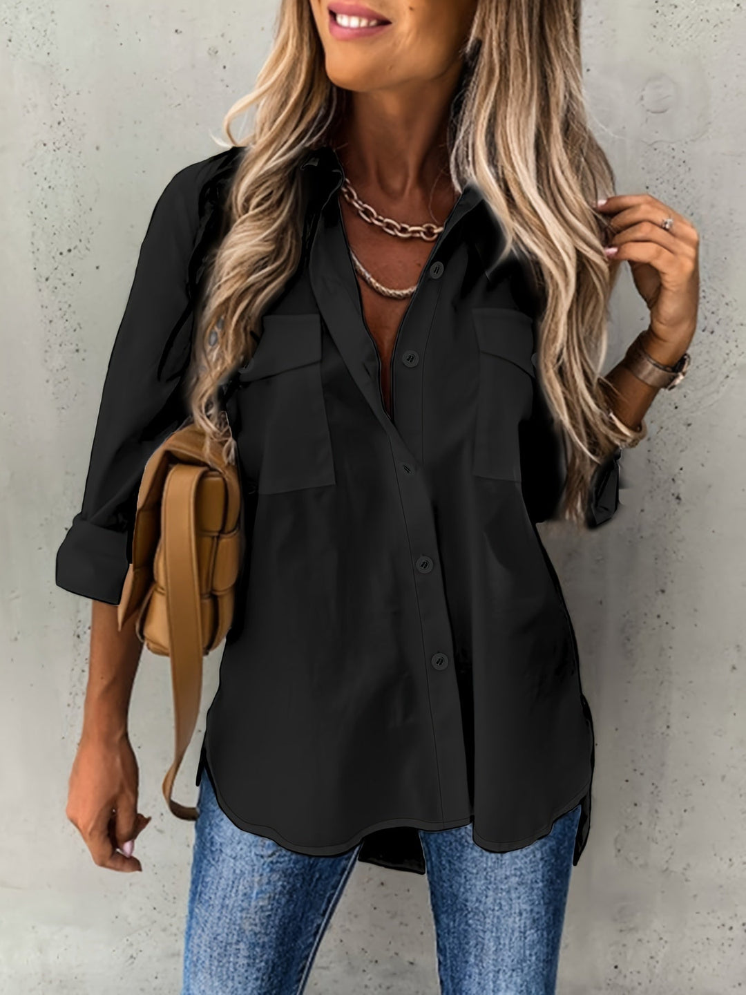 Button-Front Shirt for Women, Relaxed Style