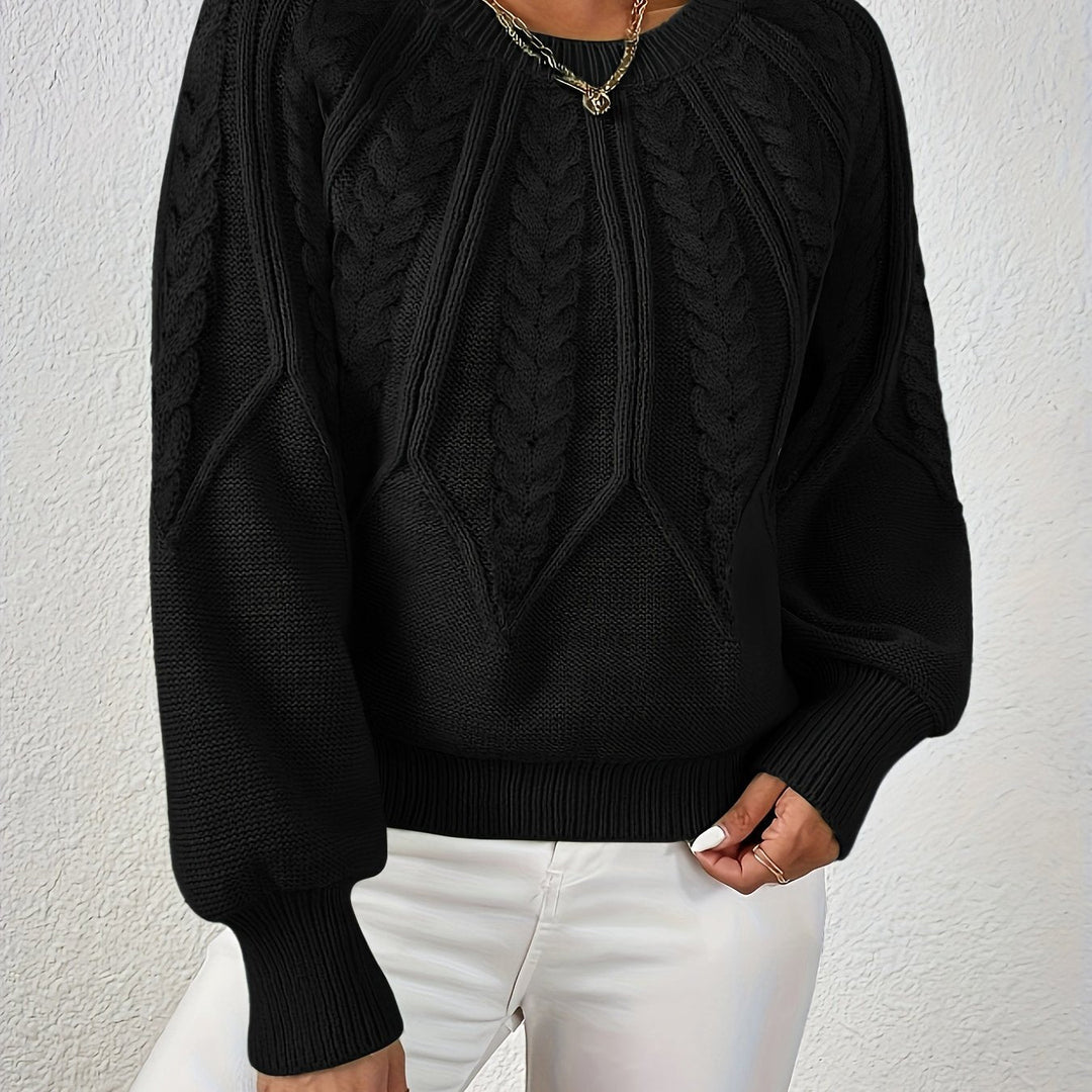 Cable-Knit Round-Neck Sweater for Women