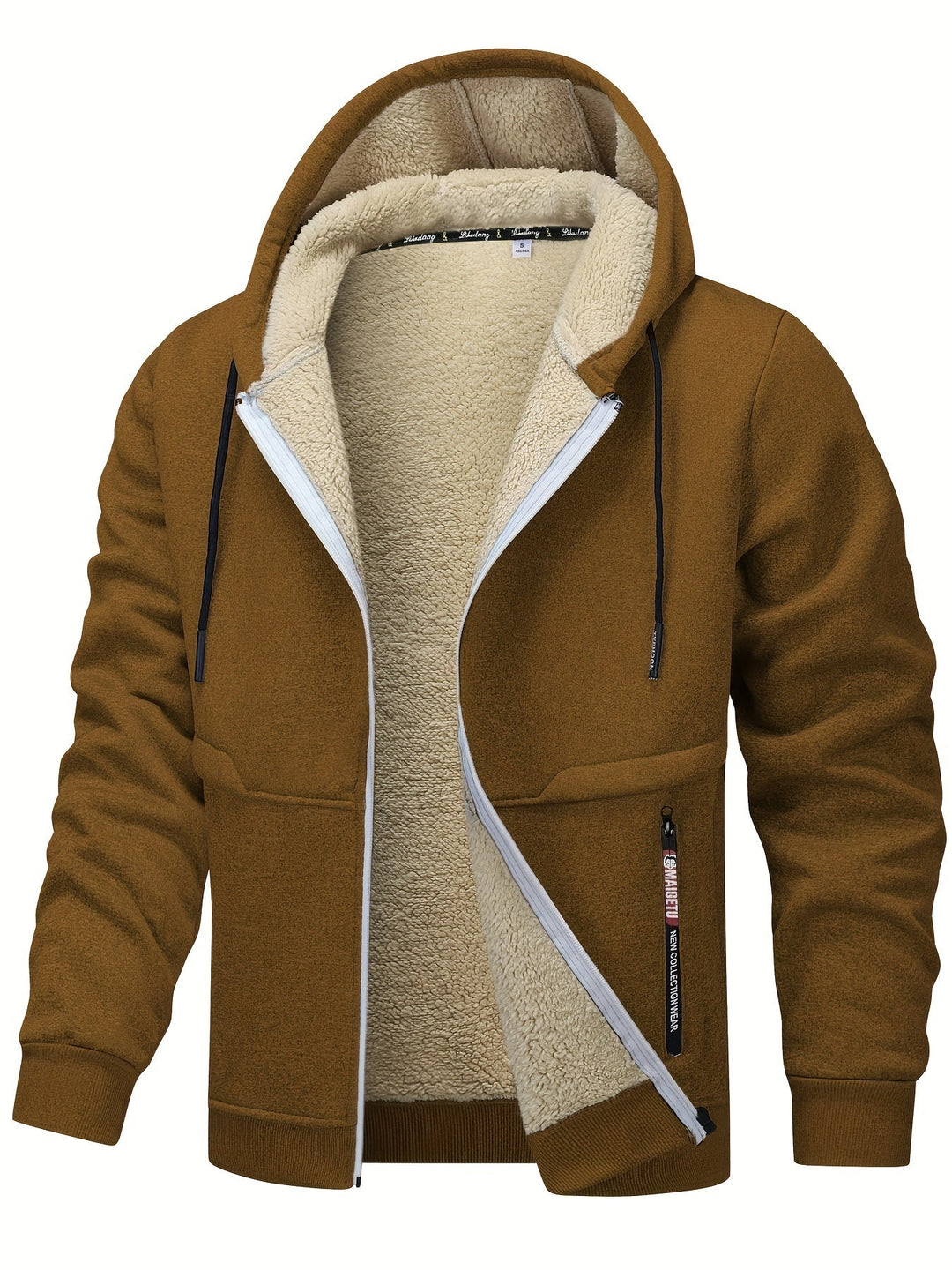 Cozy Hooded Zip-Up Jacket for Men, Plus Size