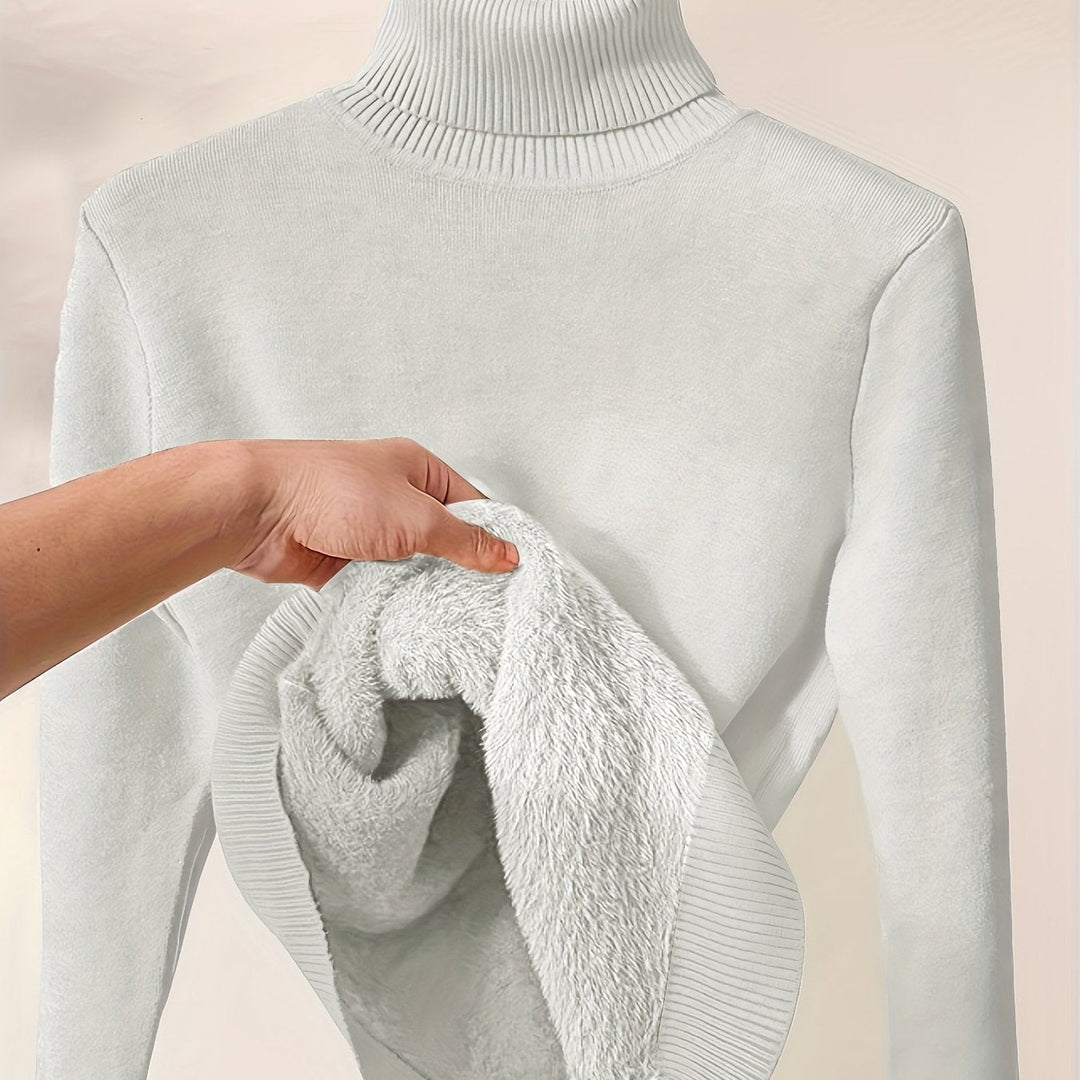 Lined High-Neck Sweater for Women, Cozy Style