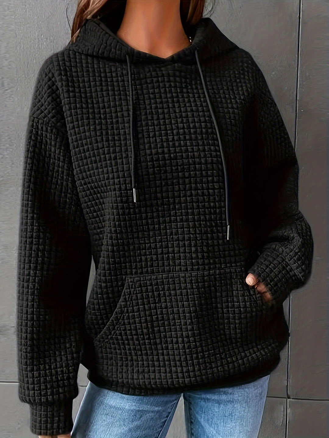 Cozy Textured Hoodie for Women, Plus Size