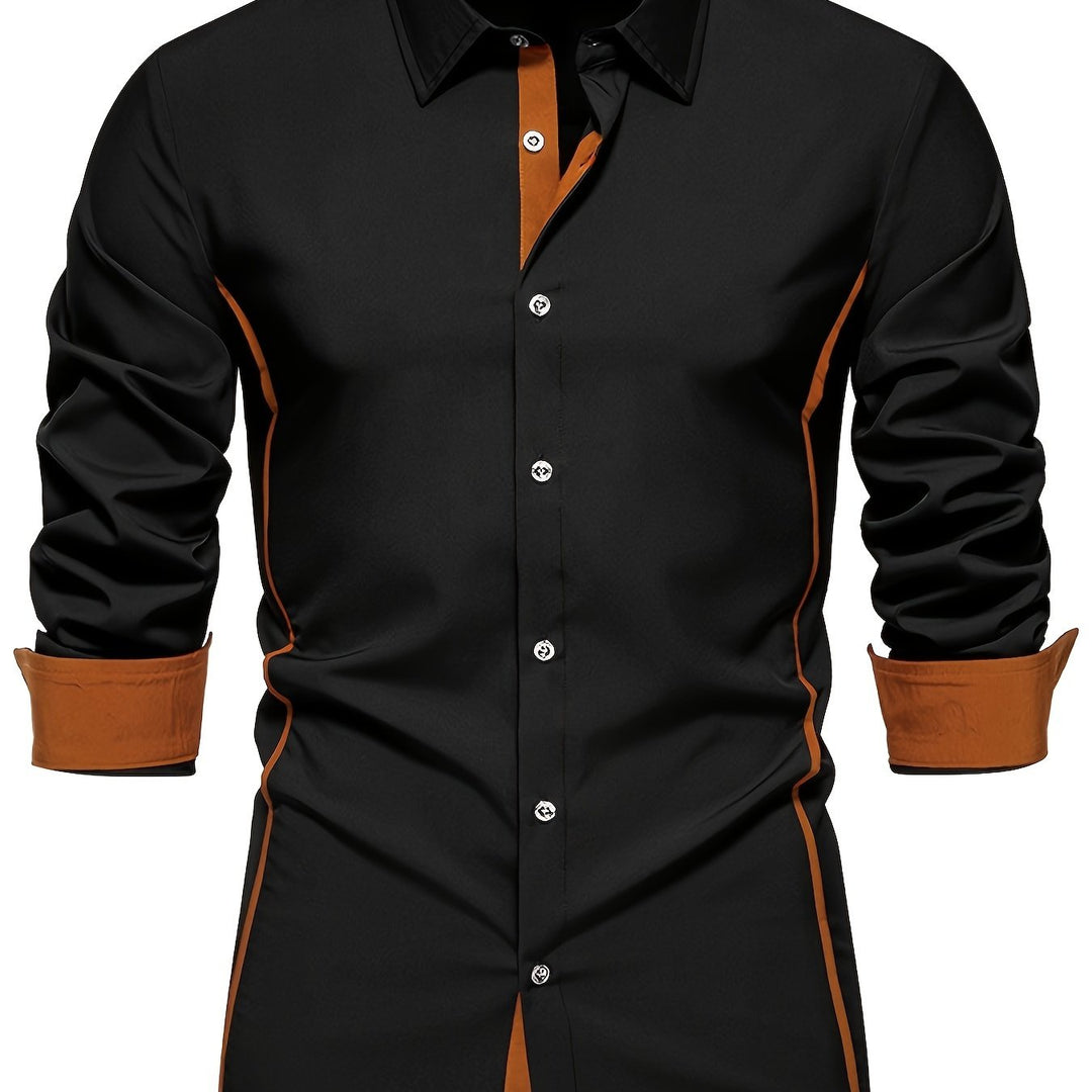 Men's Contrast Trim Button-Up Shirt