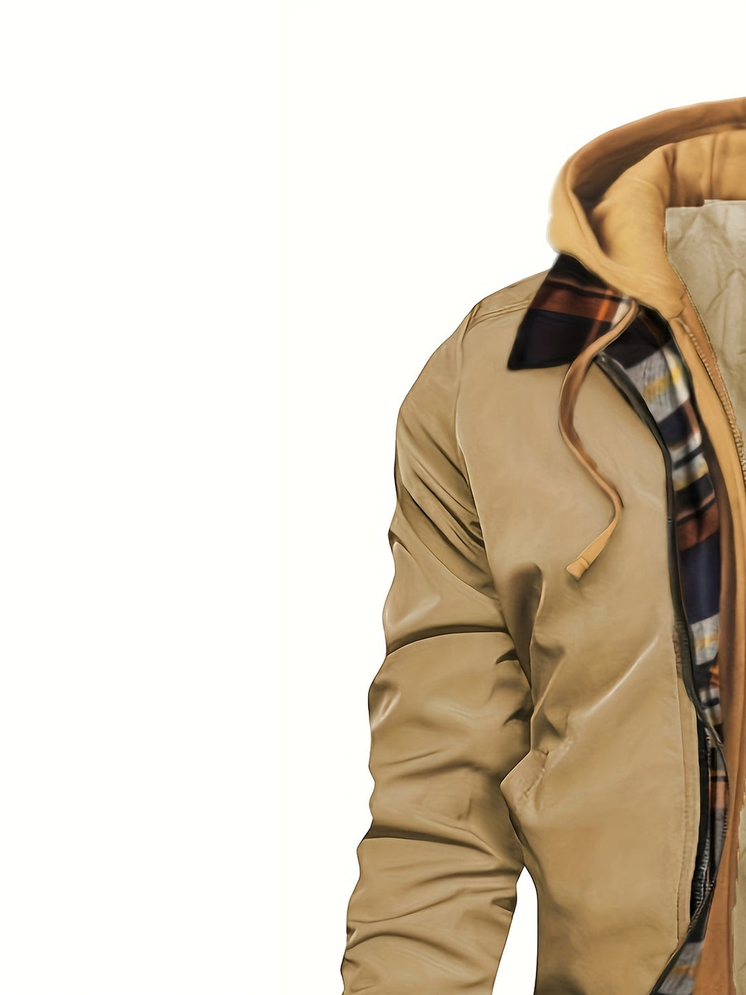 Hooded Warm-Lined Zip Jacket for Men, Plus Size