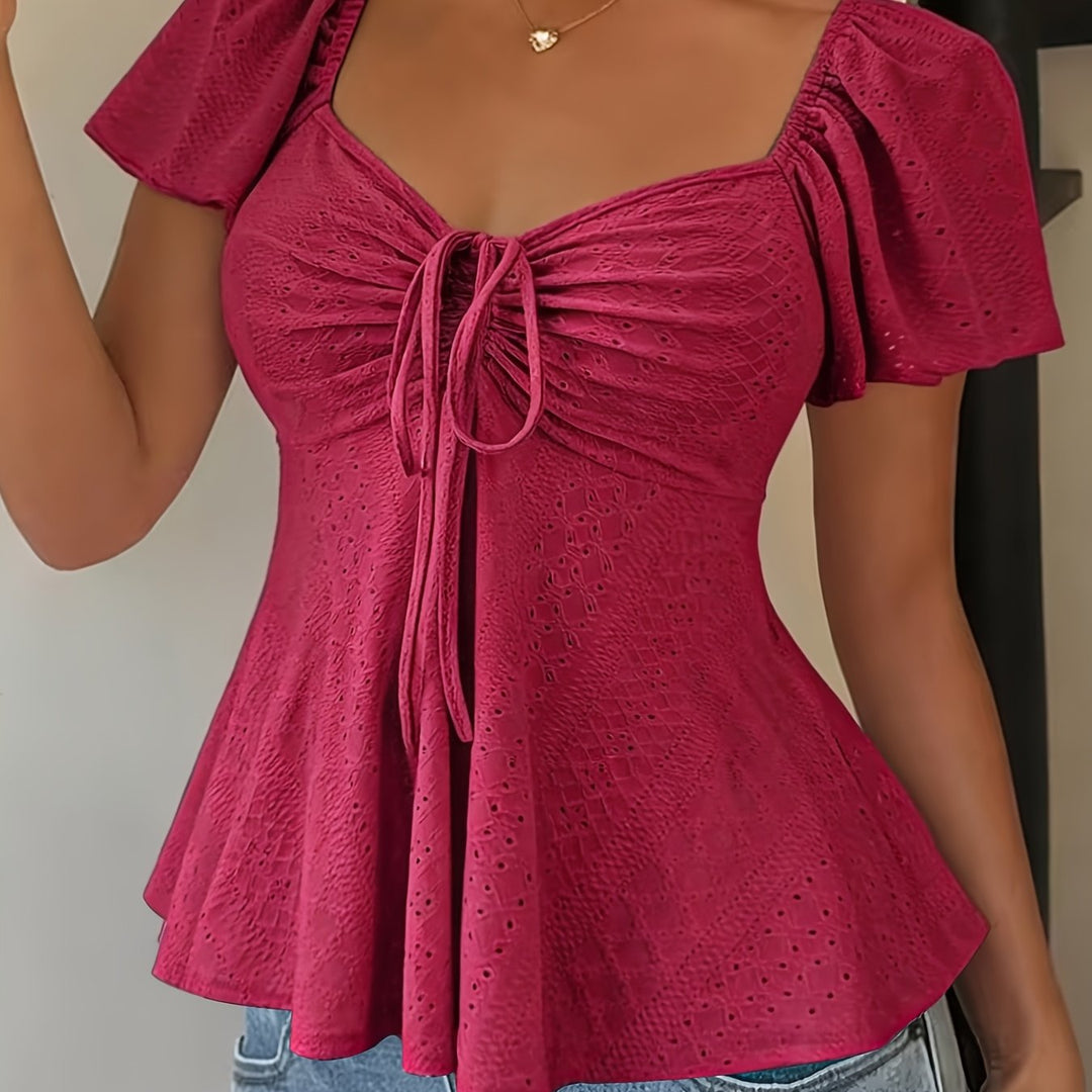 Flutter-Sleeve Peplum Top for Women