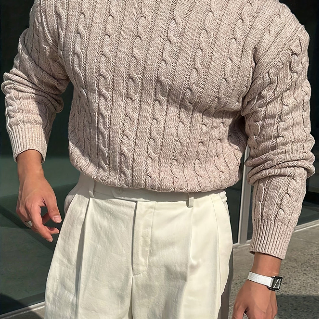 Men's Cable Knit Crew Neck Sweater