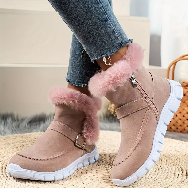 Plush-Trimmed Winter Boots for Women, Cozy Style