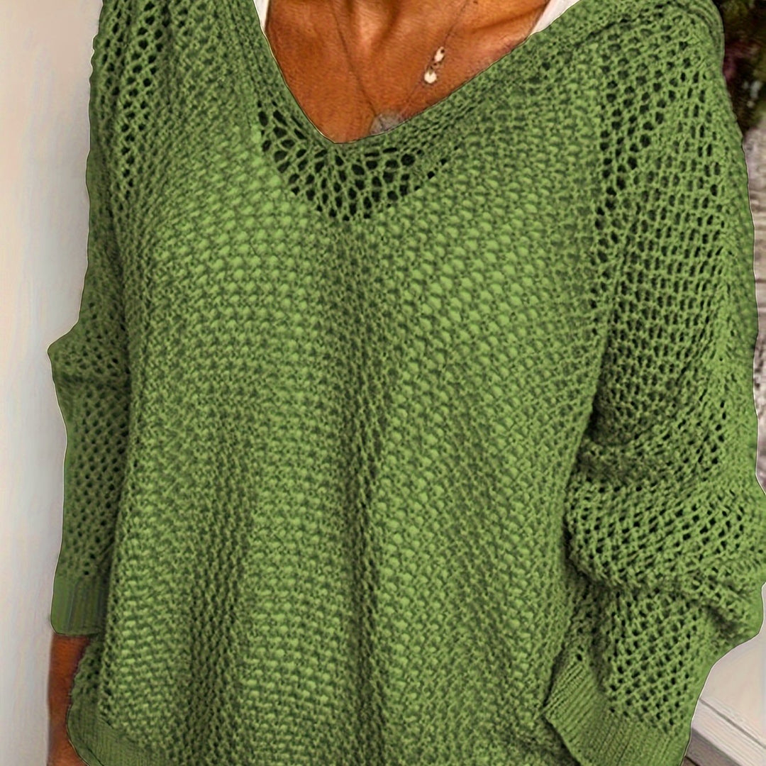 Open-Knit Hooded Sweater for Women, Relaxed Style