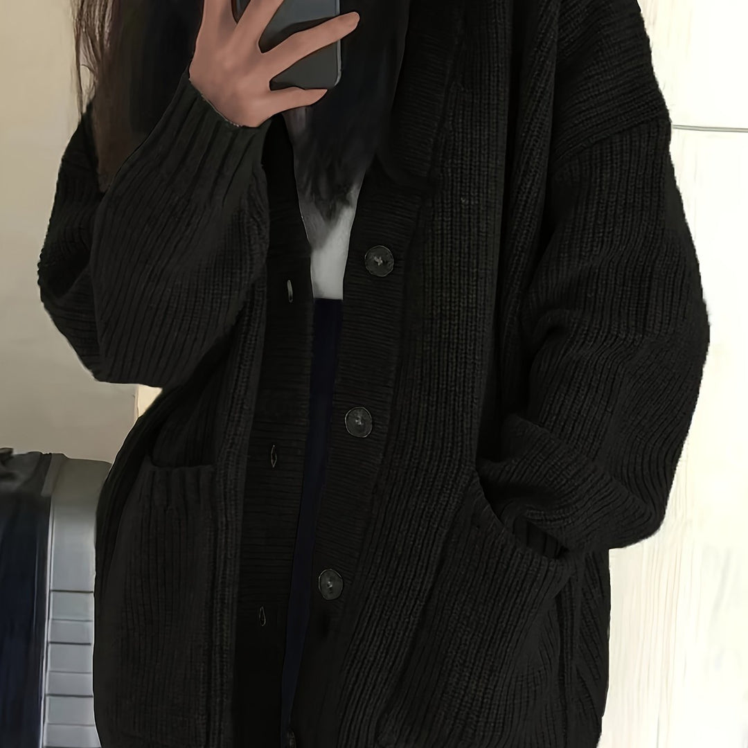 Ladies Relaxed Button-Front Cardigan