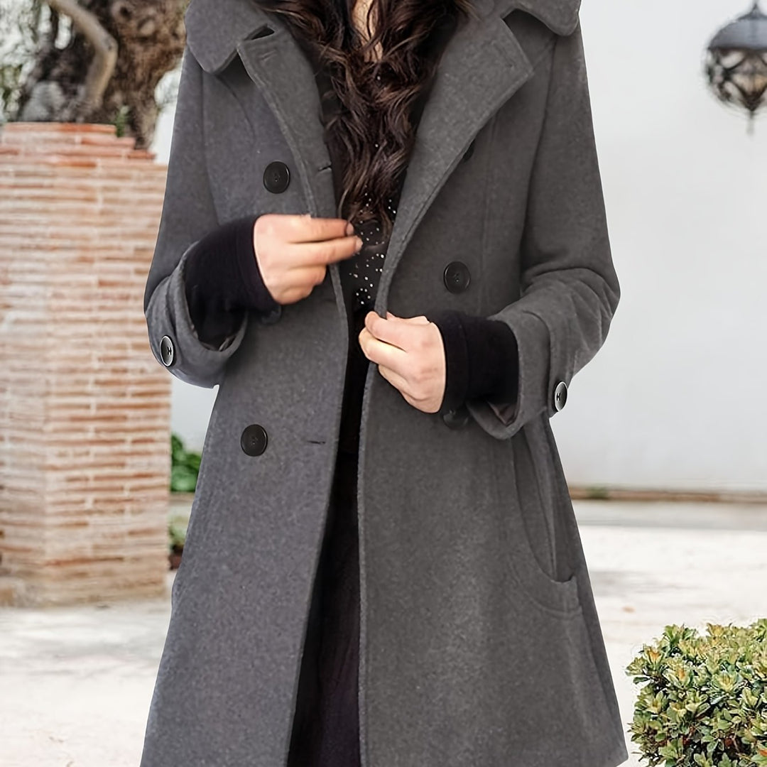 Women's Hooded Double-Breasted Mid-Length Coat
