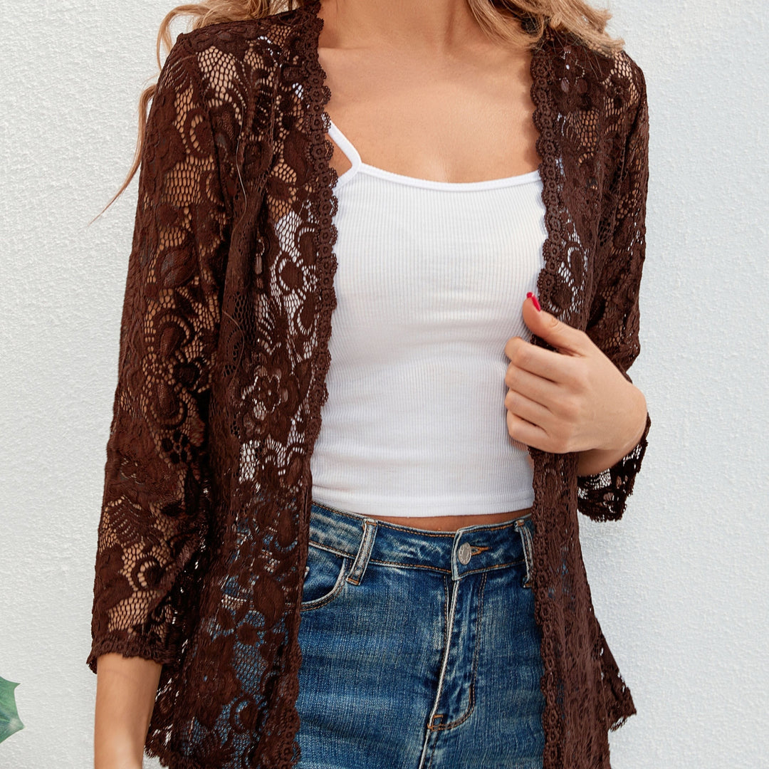 Floral Openwork Cardigan for Women