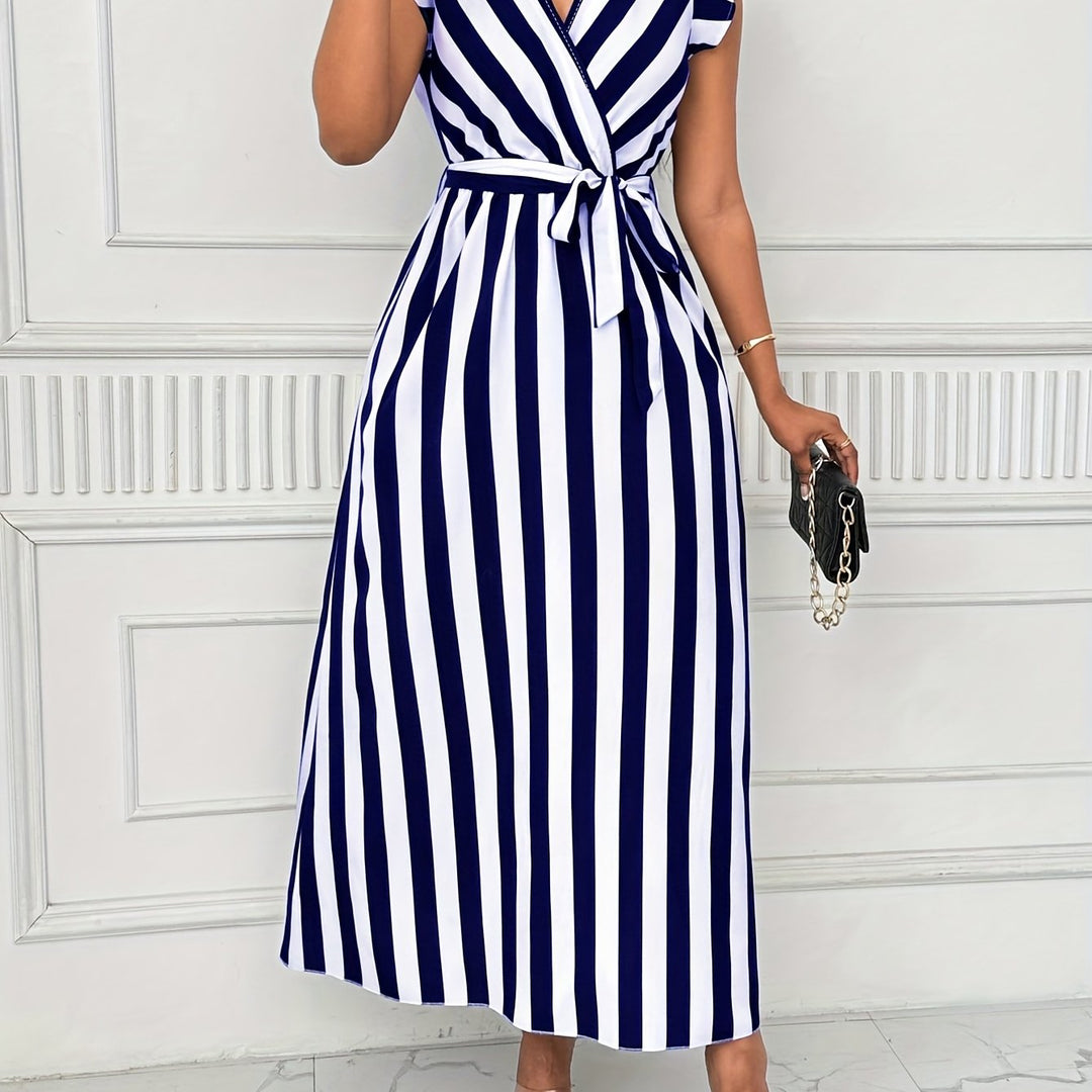 Women's Ruffle-Sleeve Wrap Maxi Dress