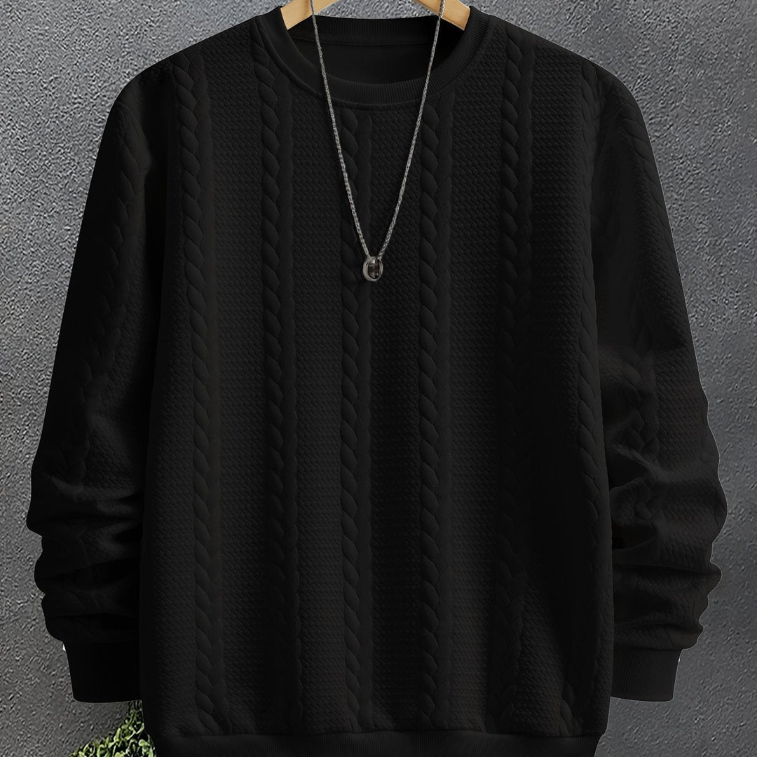 Crew Neck Sweatshirt, Men's Textured Fit
