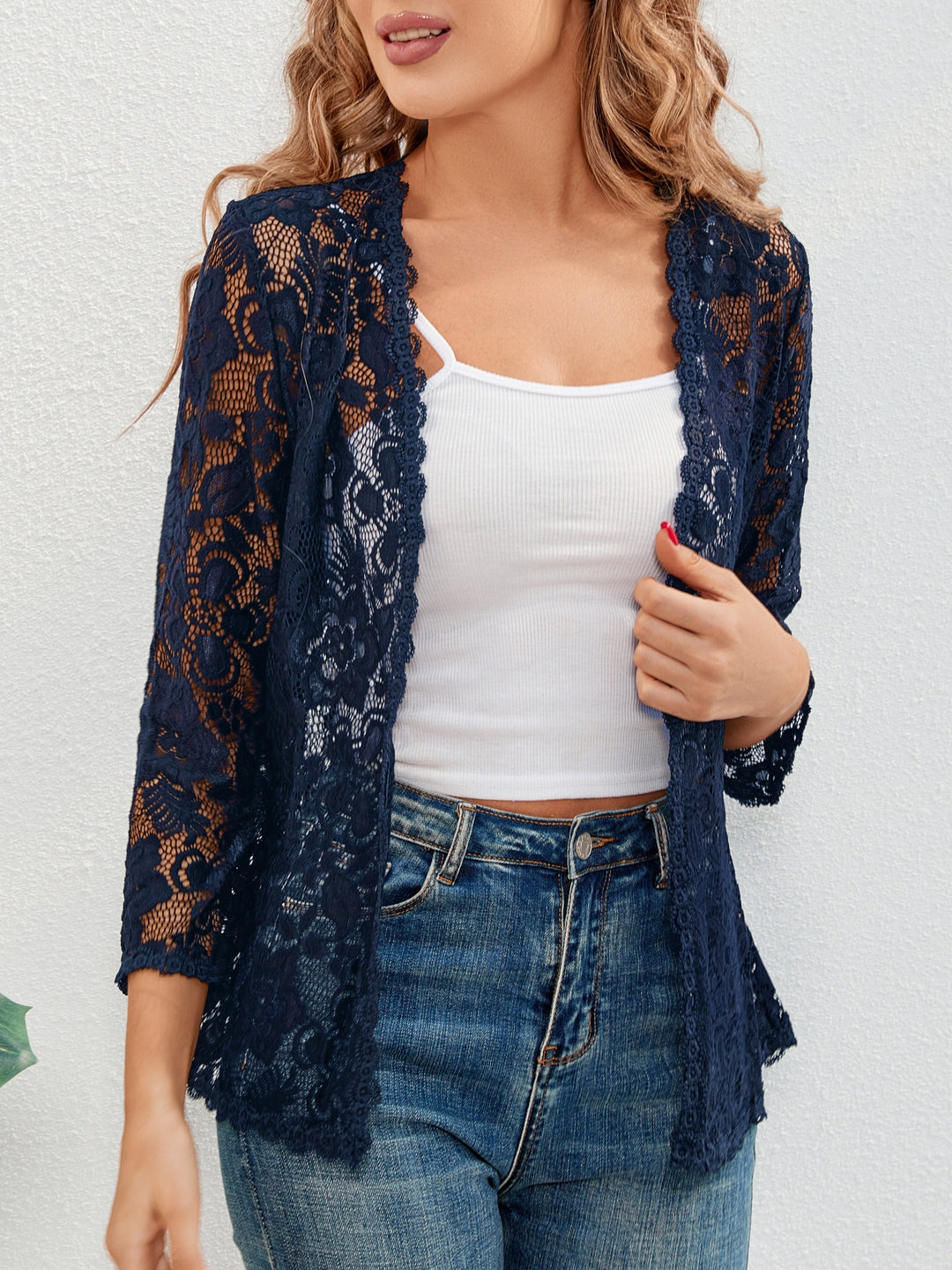 Floral Openwork Cardigan for Women