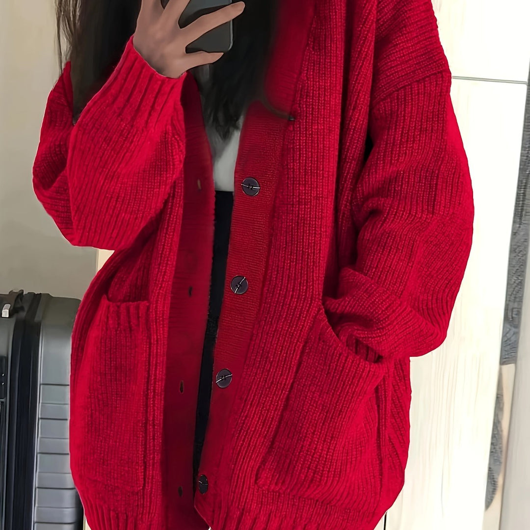 Ladies Relaxed Button-Front Cardigan