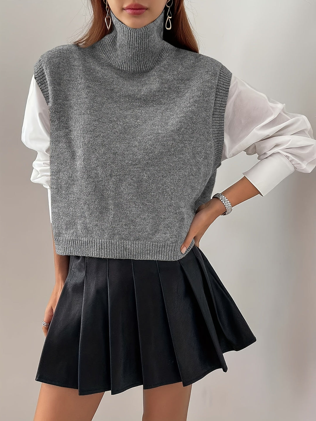High-Neck Sweater Vest for Women