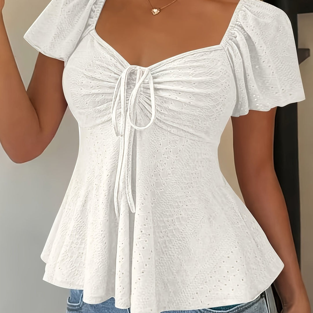 Flutter-Sleeve Peplum Top for Women