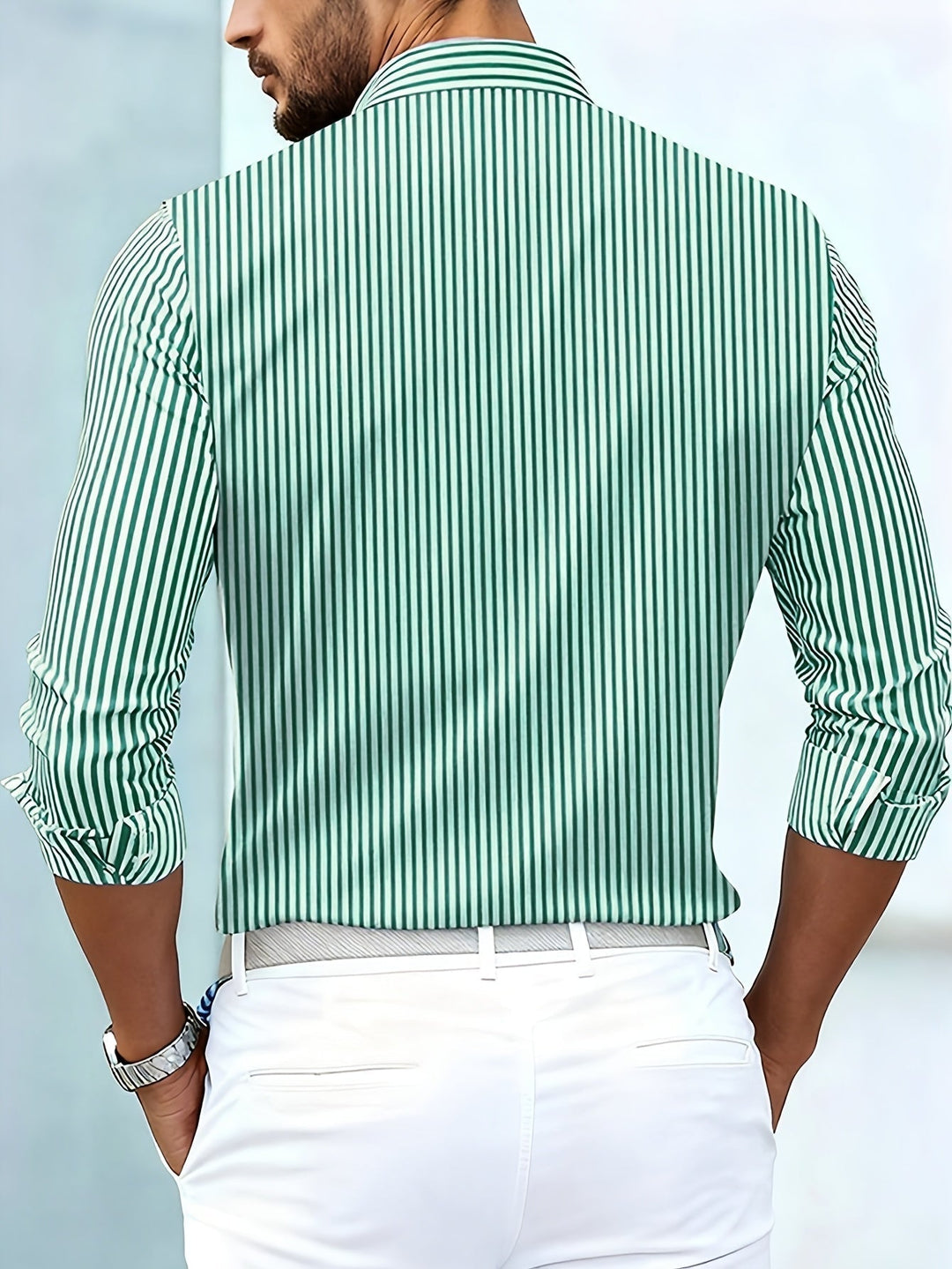 Refined Striped Long Sleeve Shirt for Men