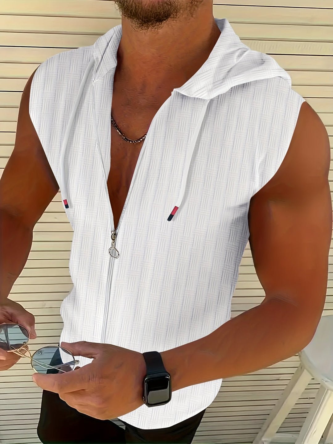 Hooded Zip Tank Top for Men