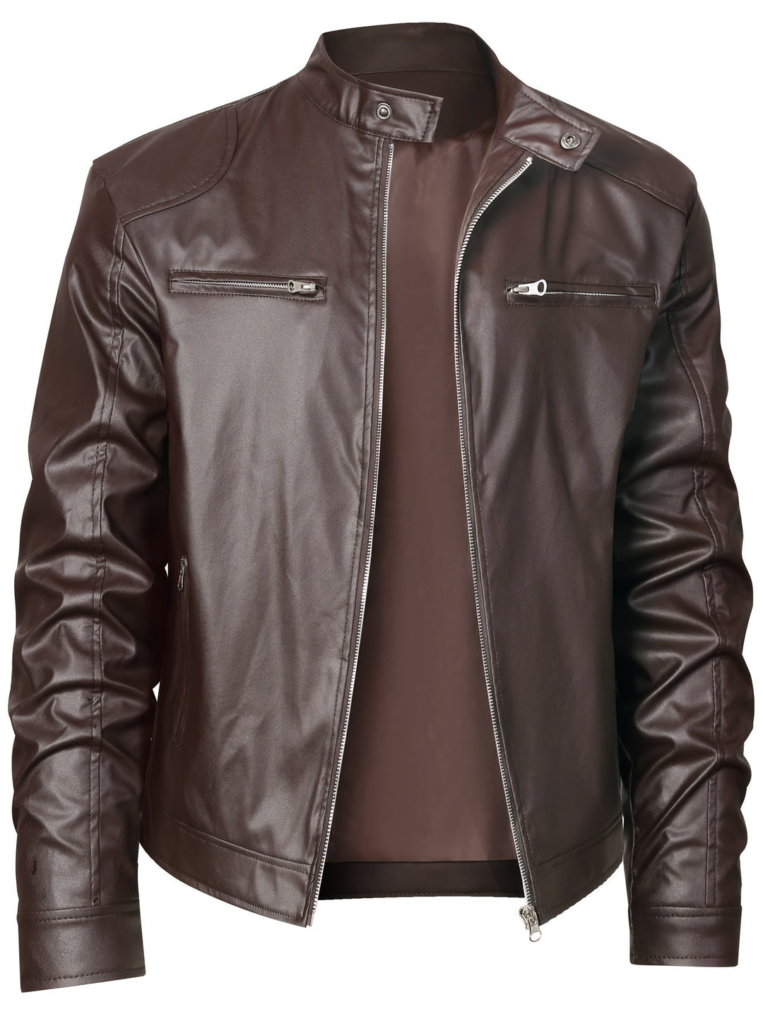 Stand-Collar Moto Jacket for Men