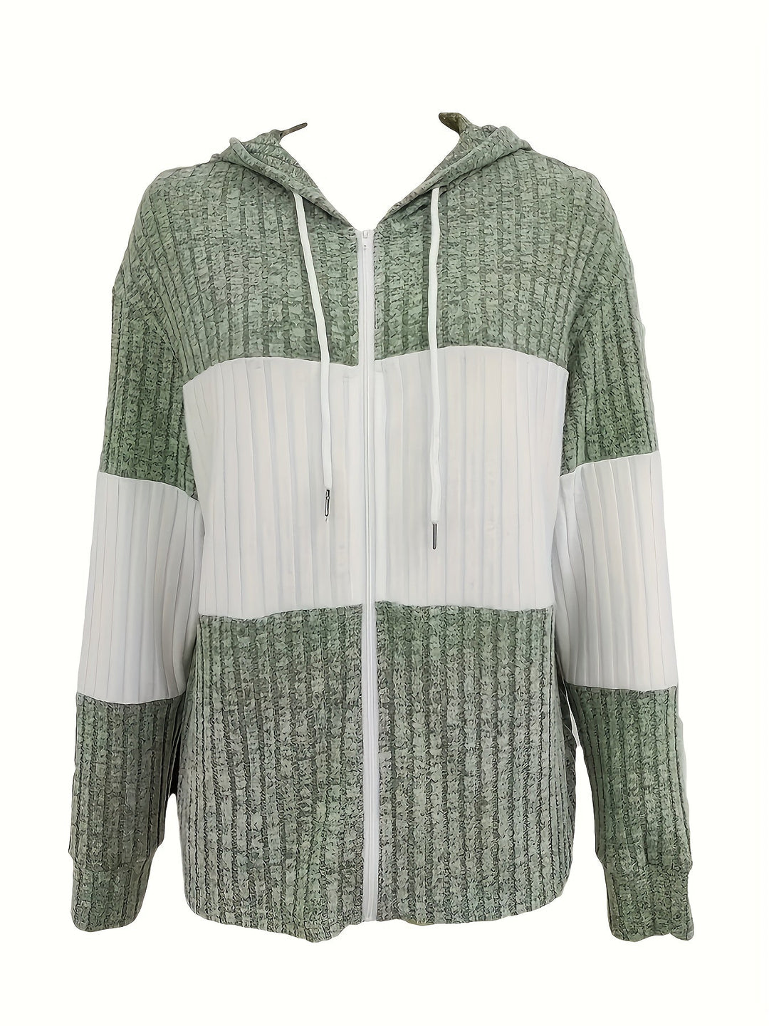 Color-Block Zip-Up Hoodie for Women, Cozy Style