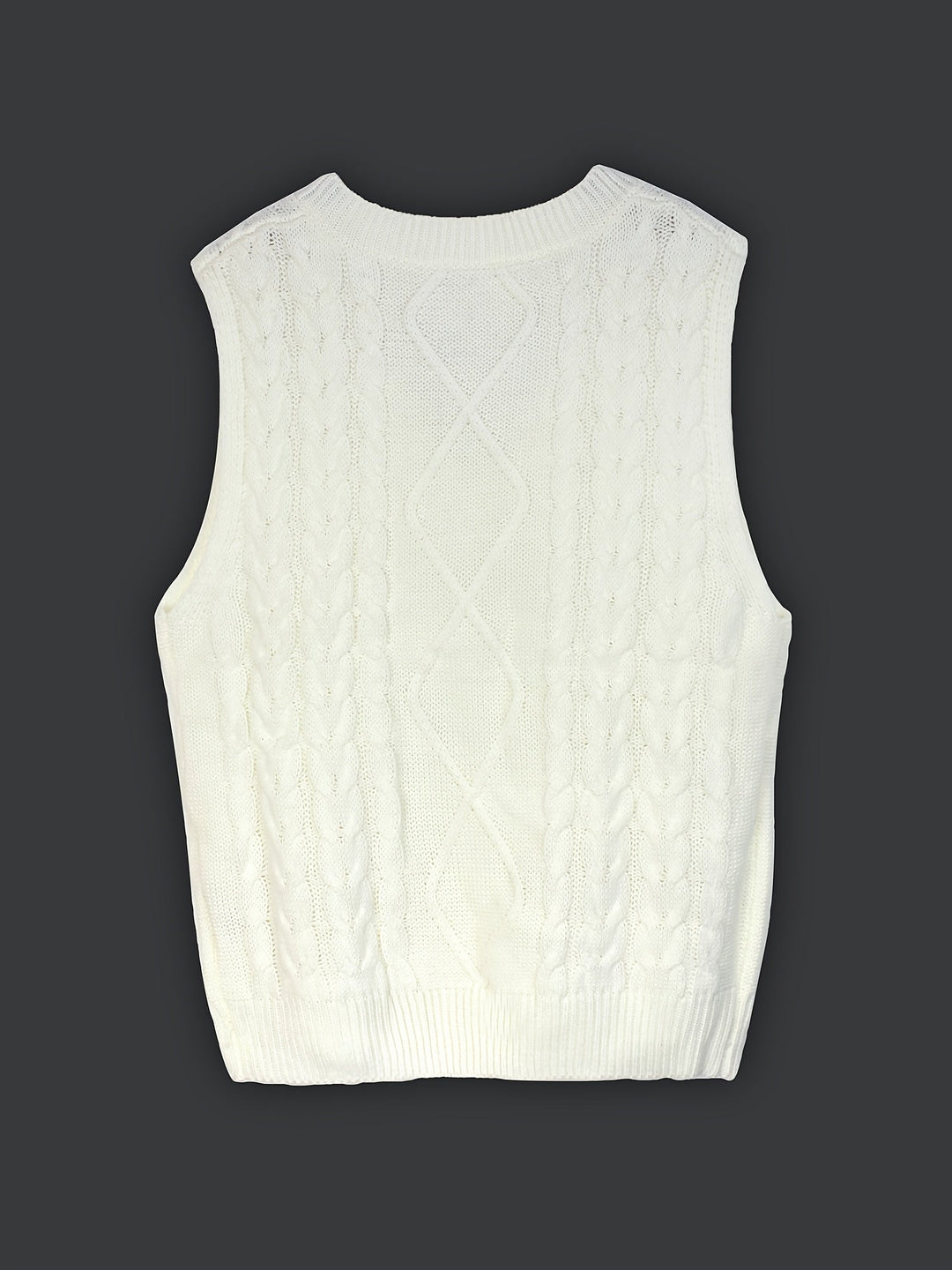 Ladies Cozy Cable-Knit V-Neck Sweater Vest