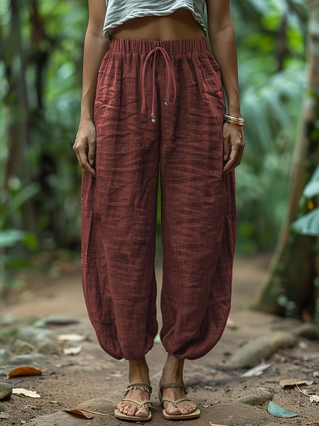 Drawstring Lantern Pants, Women's Relaxed Fit
