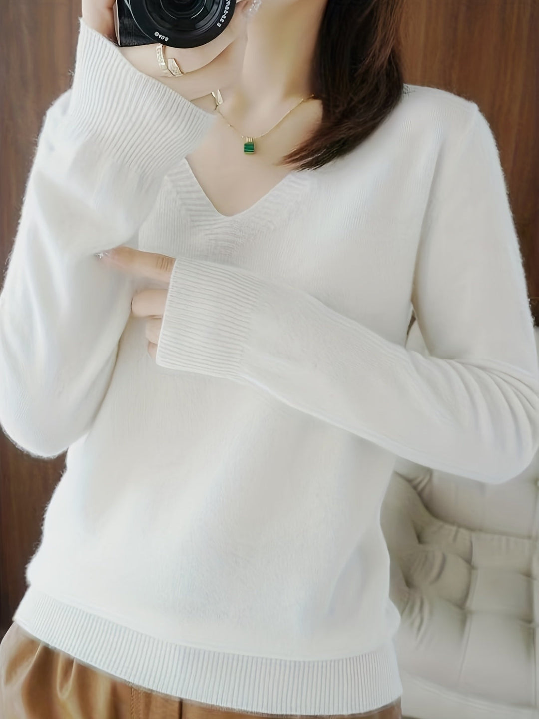V-Neck Sweater for Women, Soft Style