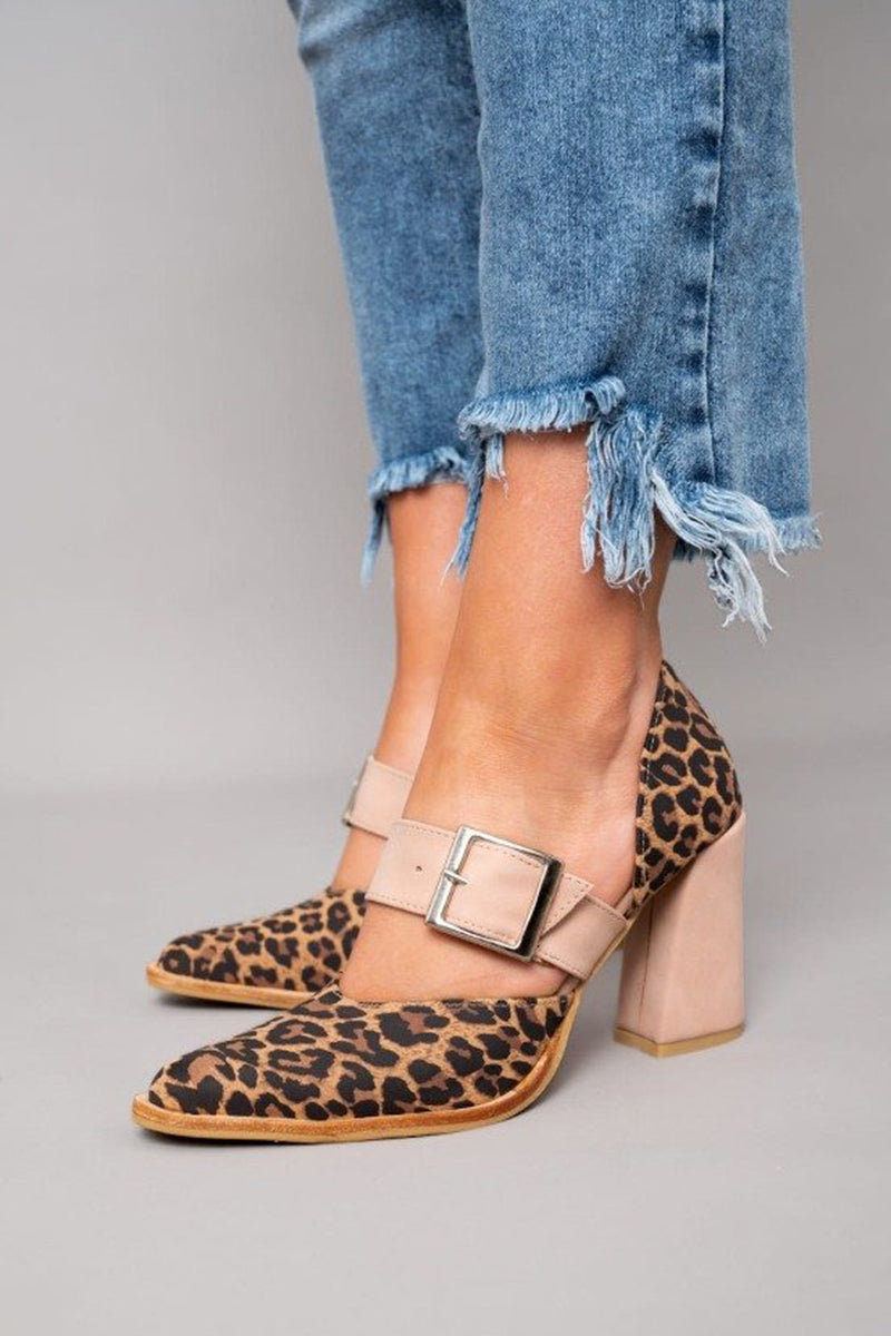 Big Strap Leopard Heels for Women, Elegant Style