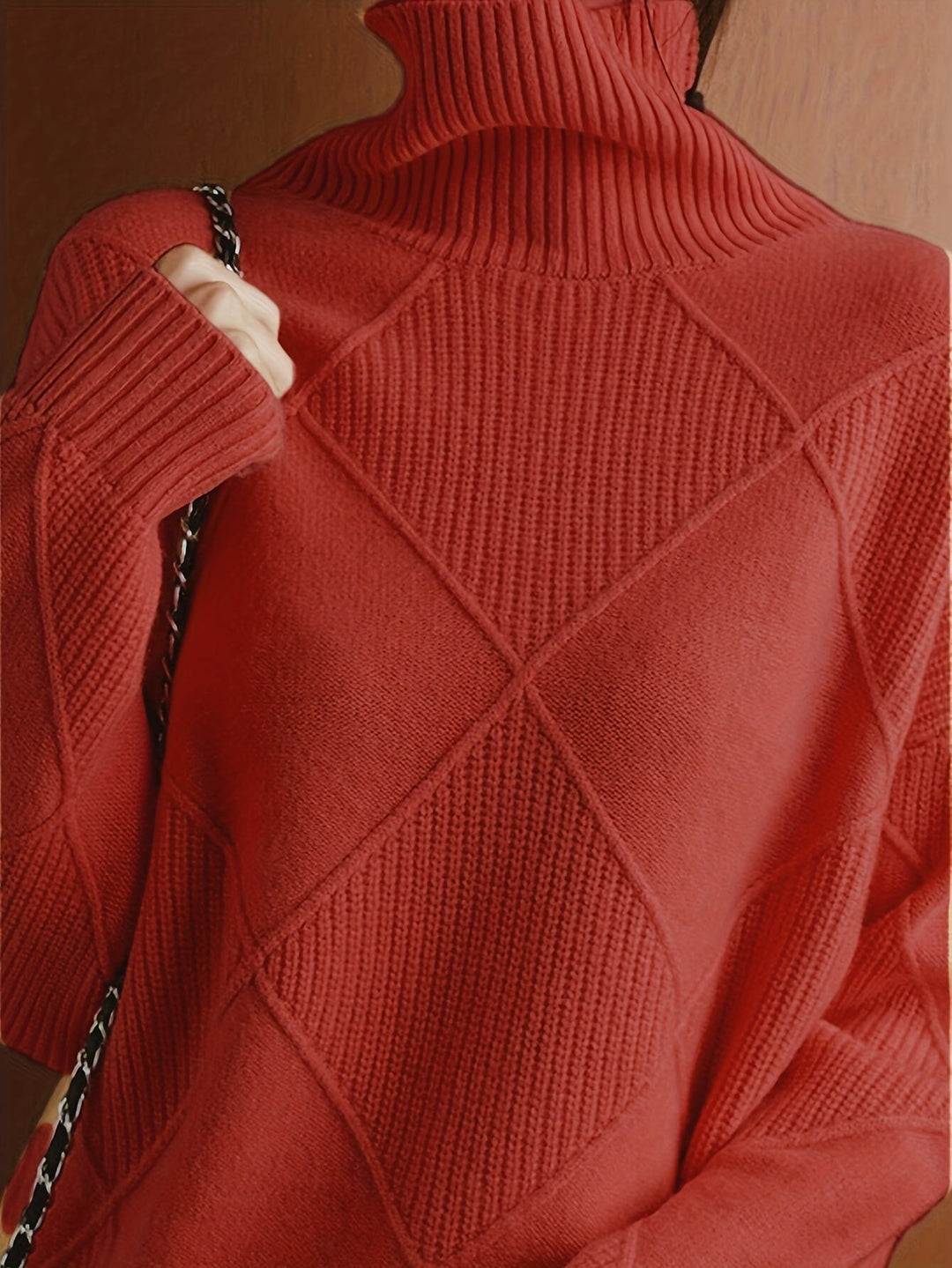 Turtleneck Sweater for Women, Textured Style