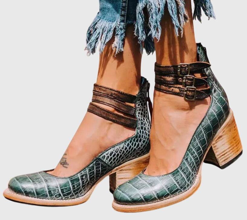 Triple Ankle Strap Heels, Women's Elegant Fit