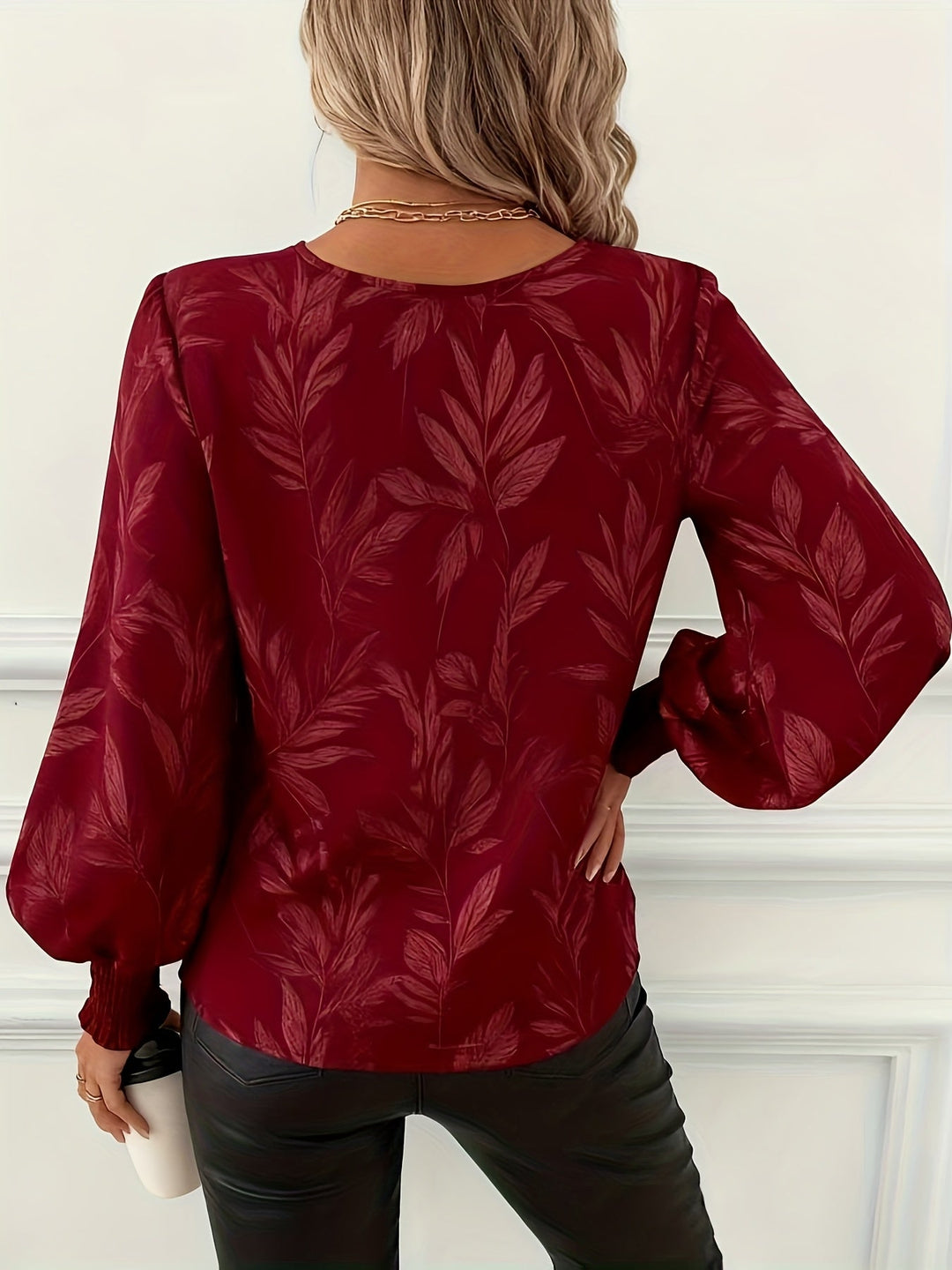 Botanical V-Neck Blouse for Women