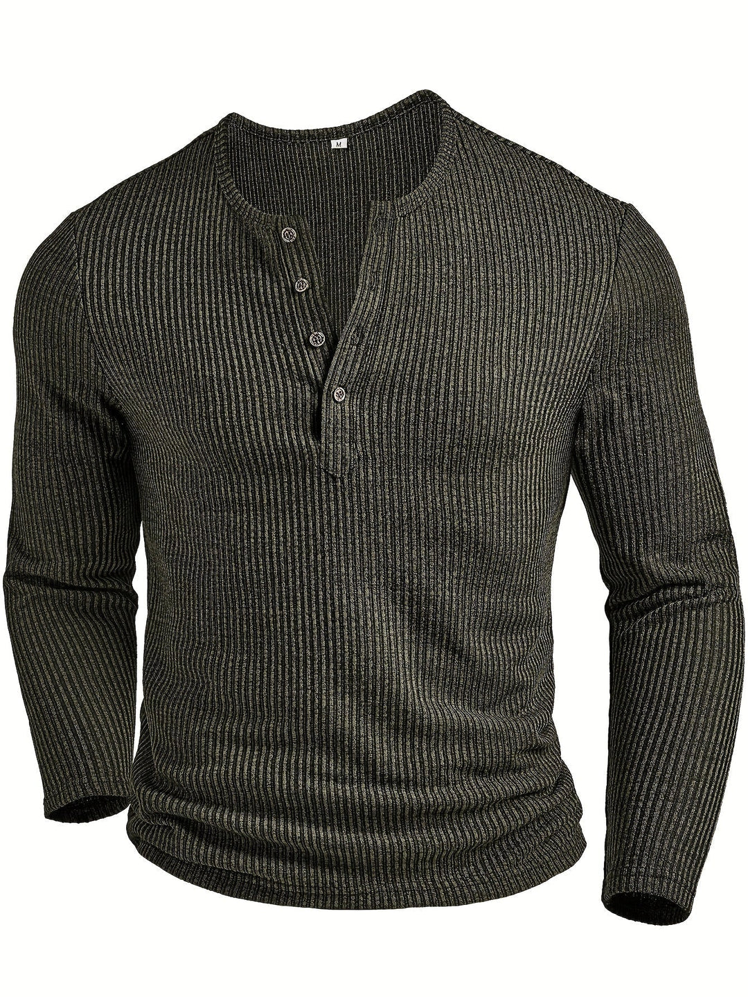 Men's Textured Ribbed Henley Shirt