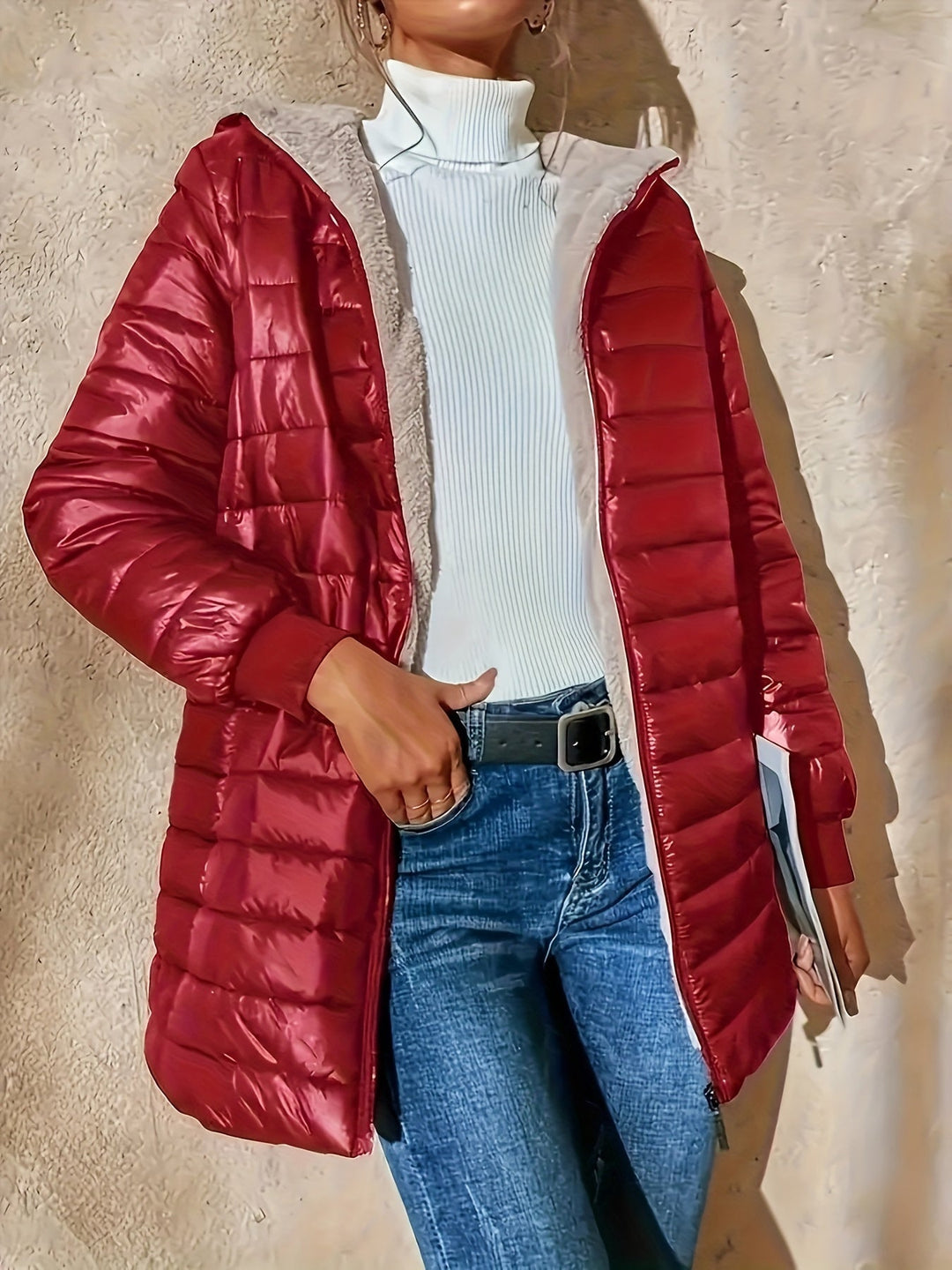 Quilted Longline Coat for Women