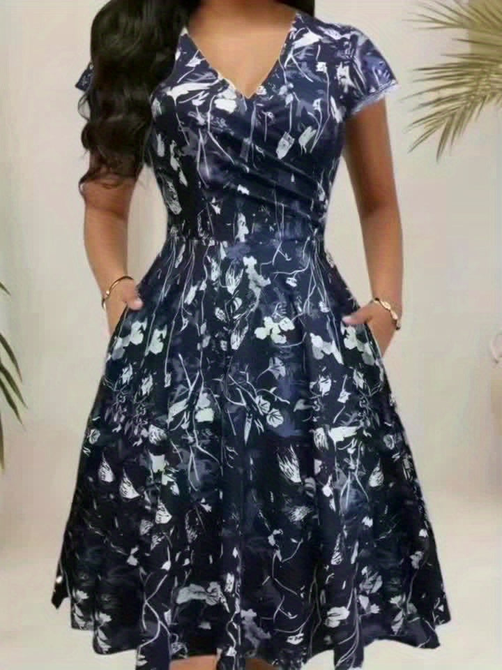 Women's Floral A-Line Pocket Dress