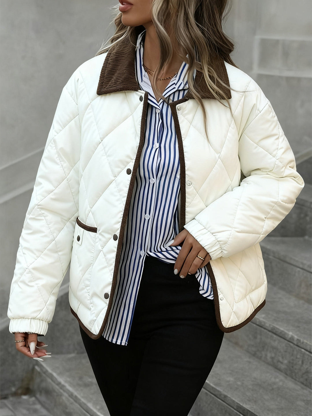 Diamond-Quilted Padded Jacket for Women