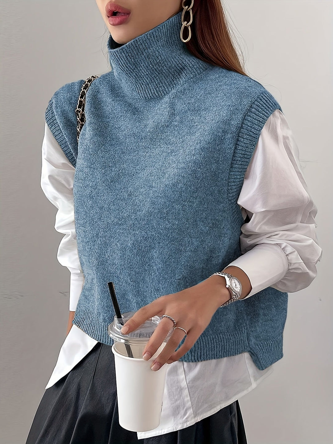 High-Neck Sweater Vest for Women
