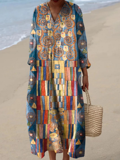 Abstract Geometric Pattern Dress for Women, Plus Size