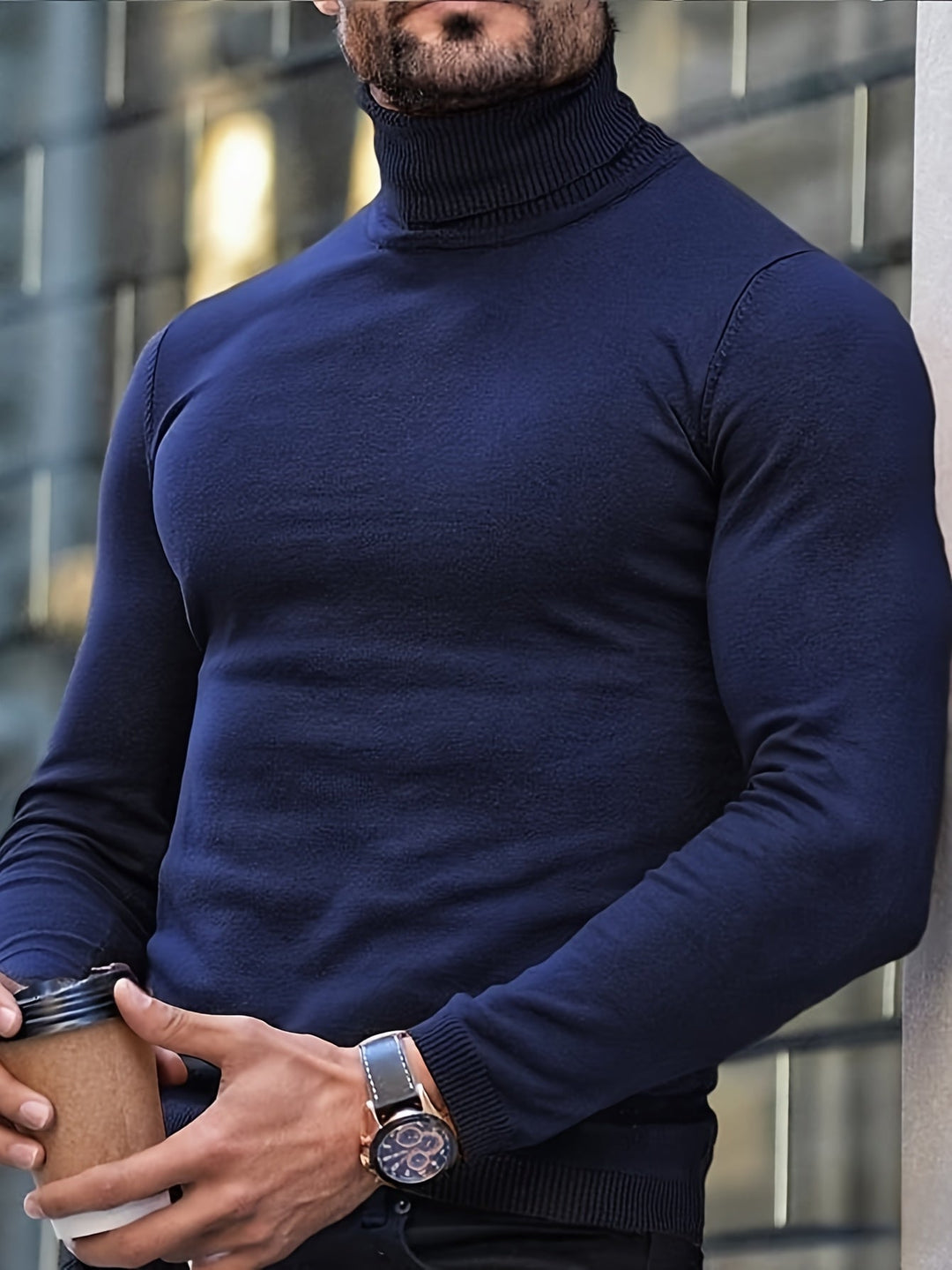 High-Neck Turtleneck for Men, Refined Style
