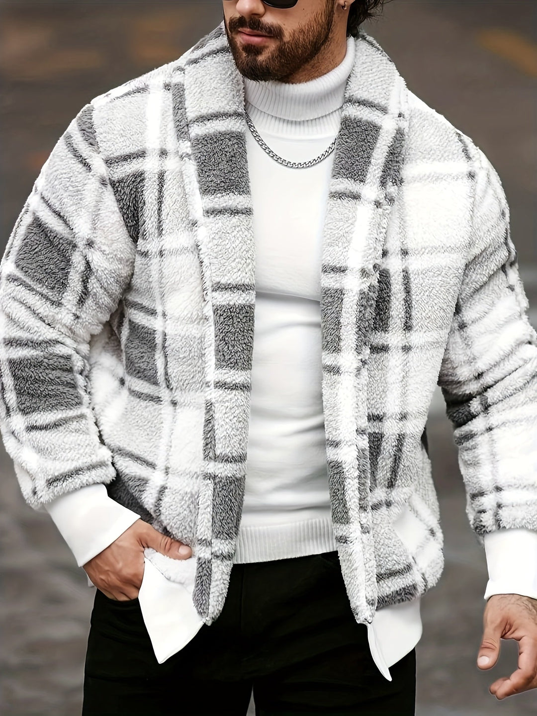 Checked Jacket for Men, Cozy Style