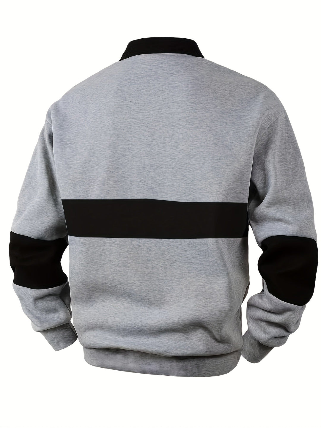 Colour-Block Long Sleeve Polo Shirt for Men, Plus Size