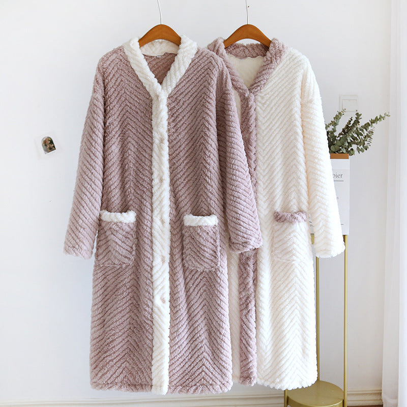 Women's Winter Coat – Beige, Purple Pink