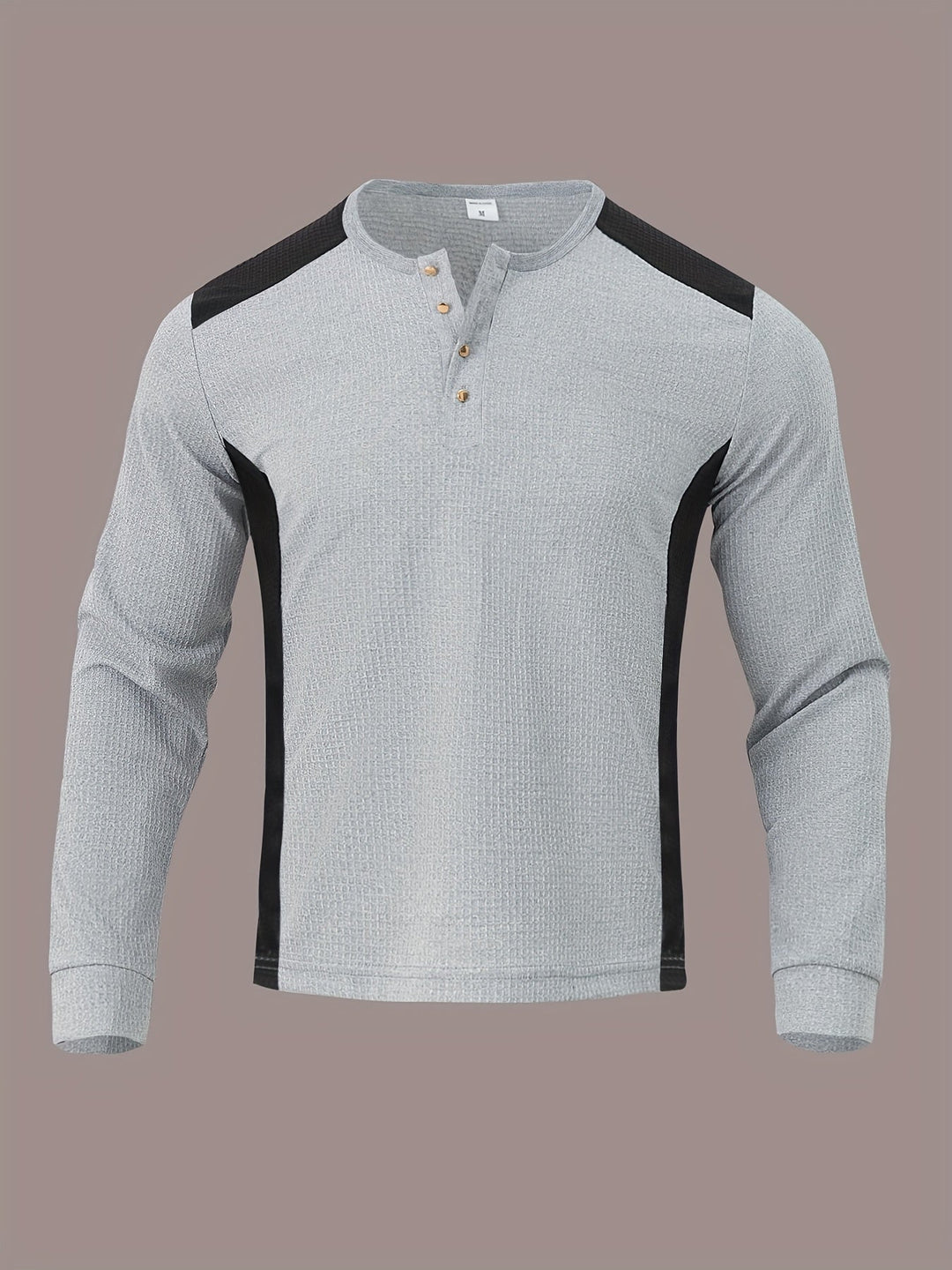 Textured Long-Sleeve Henley for Men, Plus Size
