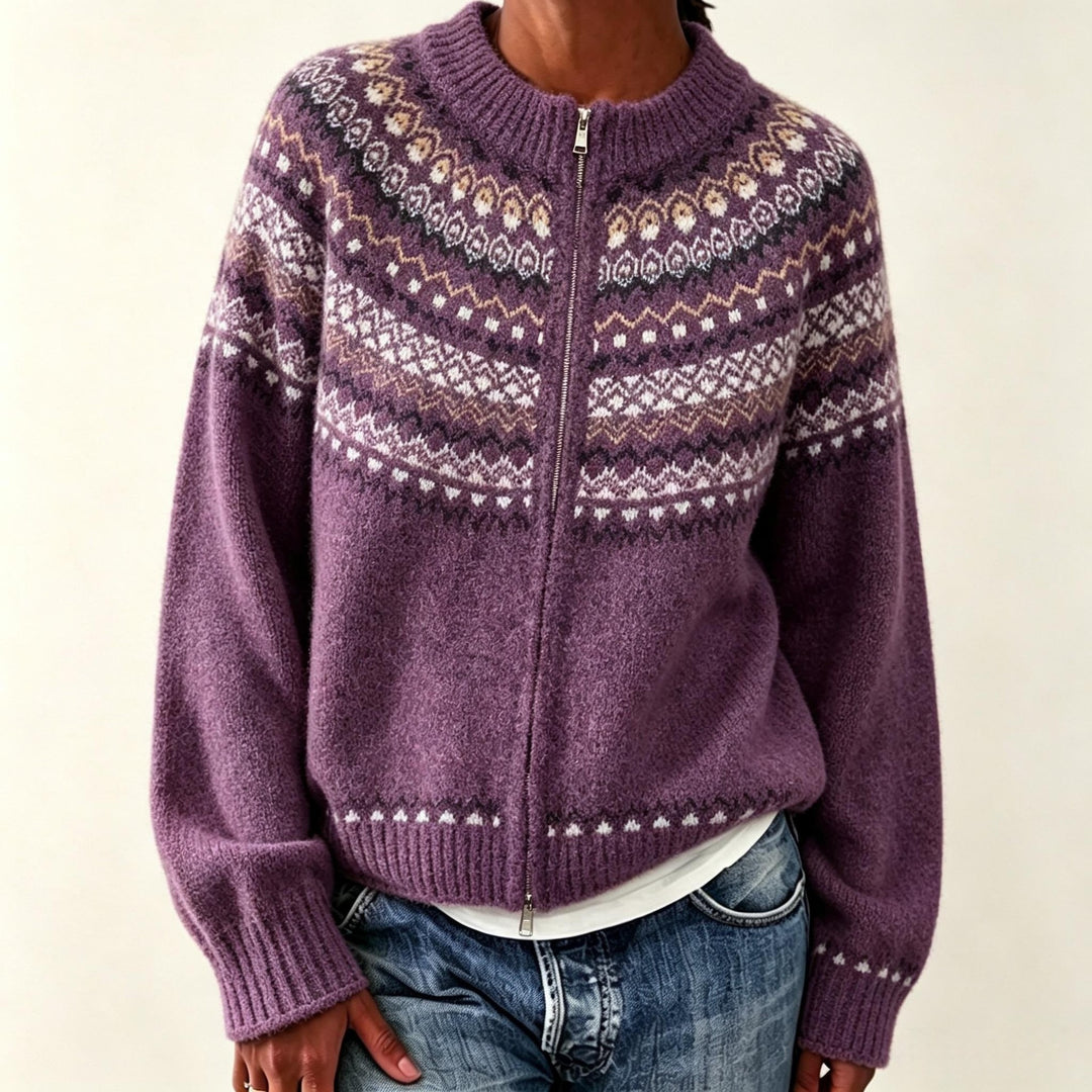 Women's Knit Cardigan – Gray, Purple