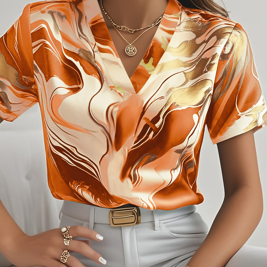 Artful Swirl-Print Blouse for Women