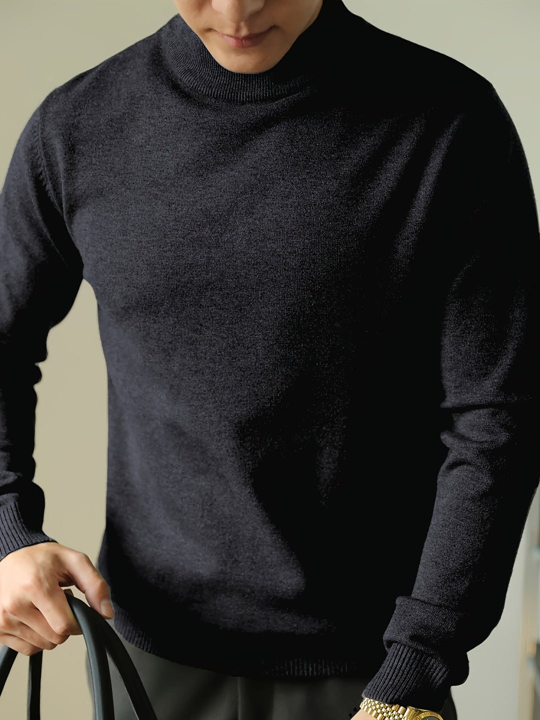 High-Neck Sweater for Men, Refined Style