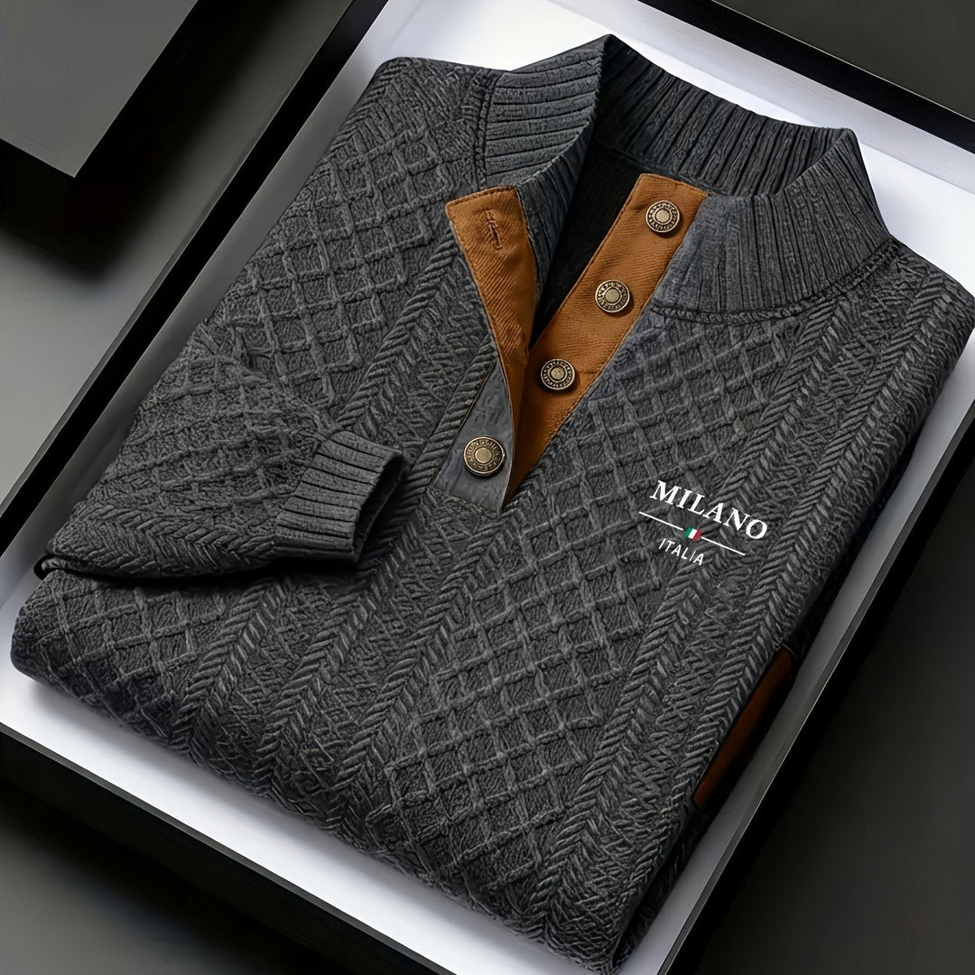 Textured Stand-Collar Sweater for Men