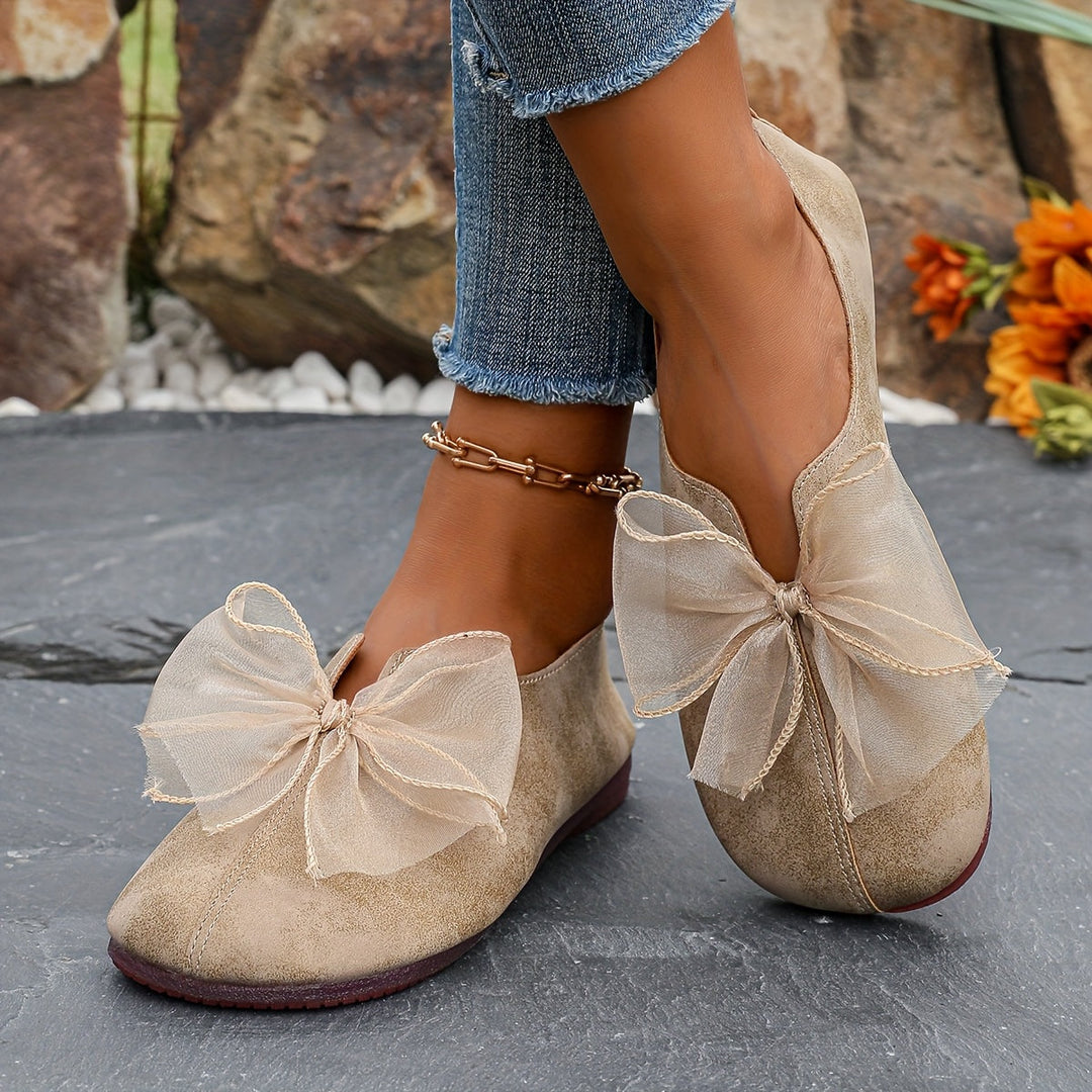 Bow-Accent Slip-On Flats for Women
